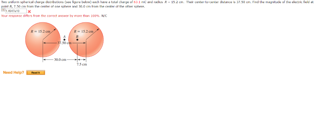 Solved Two Uniform Spherical Charge Distributions (see | Chegg.com