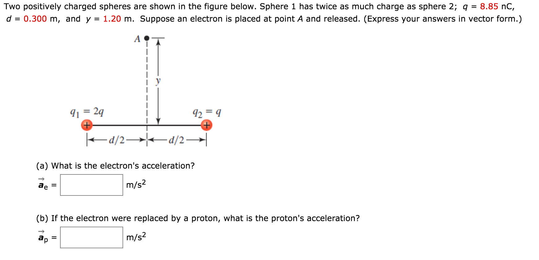 Solved Two Positively Charged Spheres Are Shown In The | Chegg.com