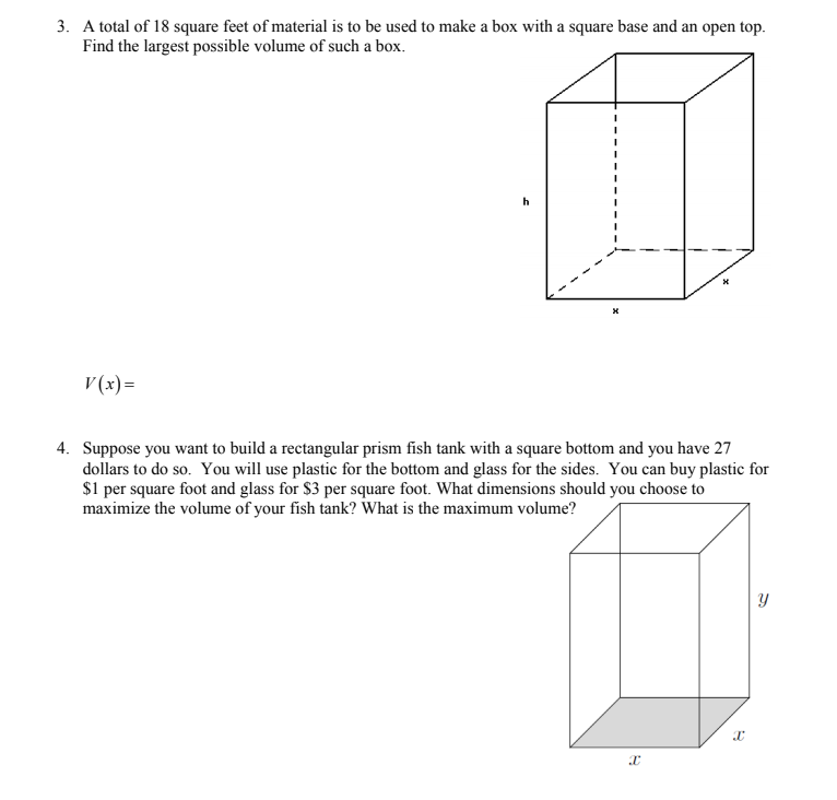 Solved 3. A total of 18 square feet of material is to be | Chegg.com