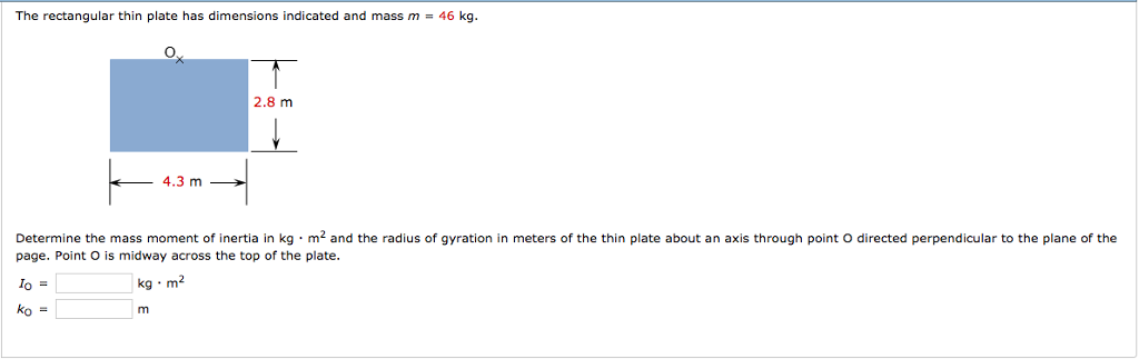 Solved The rectangular thin plate has dimensions indicated | Chegg.com