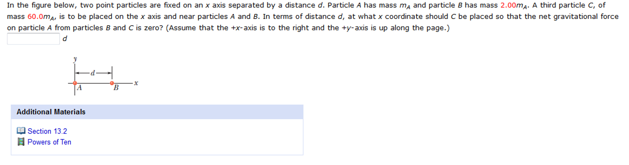 Solved In the figure below, two point particles are fixed on | Chegg.com