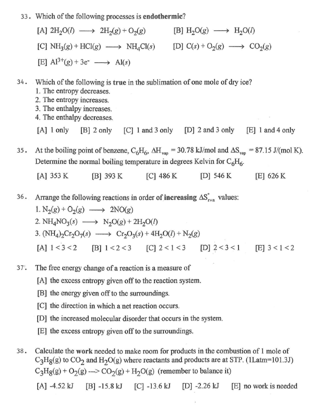 Solved Which of the following processes is endothermic? | Chegg.com