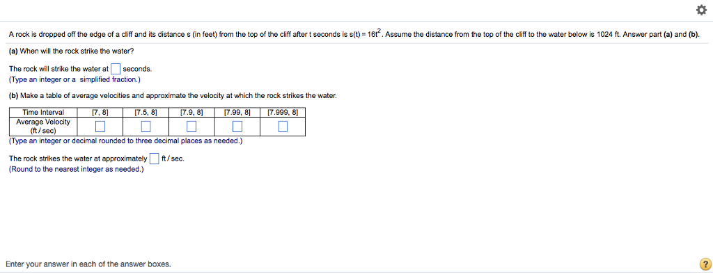 Solved A rock is dropped off the edge of a cliff and its | Chegg.com
