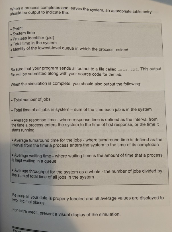 omputer Lab: Multi-Level Feedback Queue Simulation a | Chegg.com