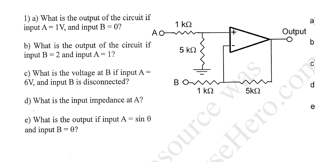 Solved 1) a) What is the output of the circuit if input A = | Chegg.com