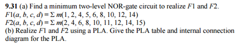 Solved Find A Minimum Two-level NOR-gate Circuit To Realize | Chegg.com