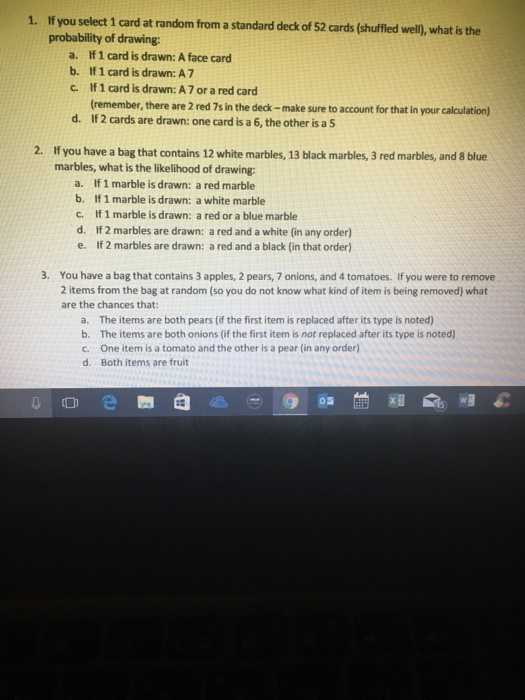 Solved If you select 1 card at random from a standard deck