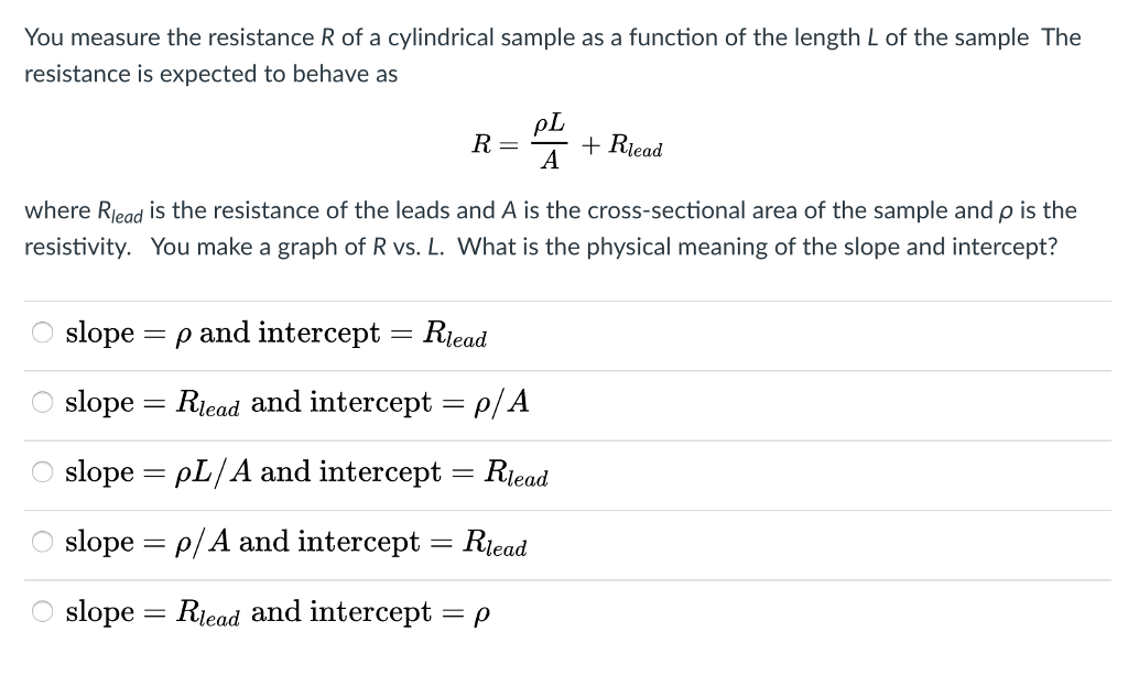 Solved You measure the resistance R of a cylindrical sample