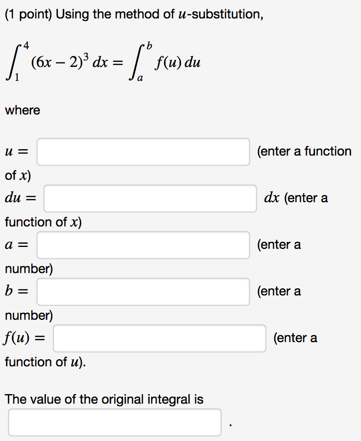 solved-using-the-method-of-u-substitution-integral-1-4-6x-chegg