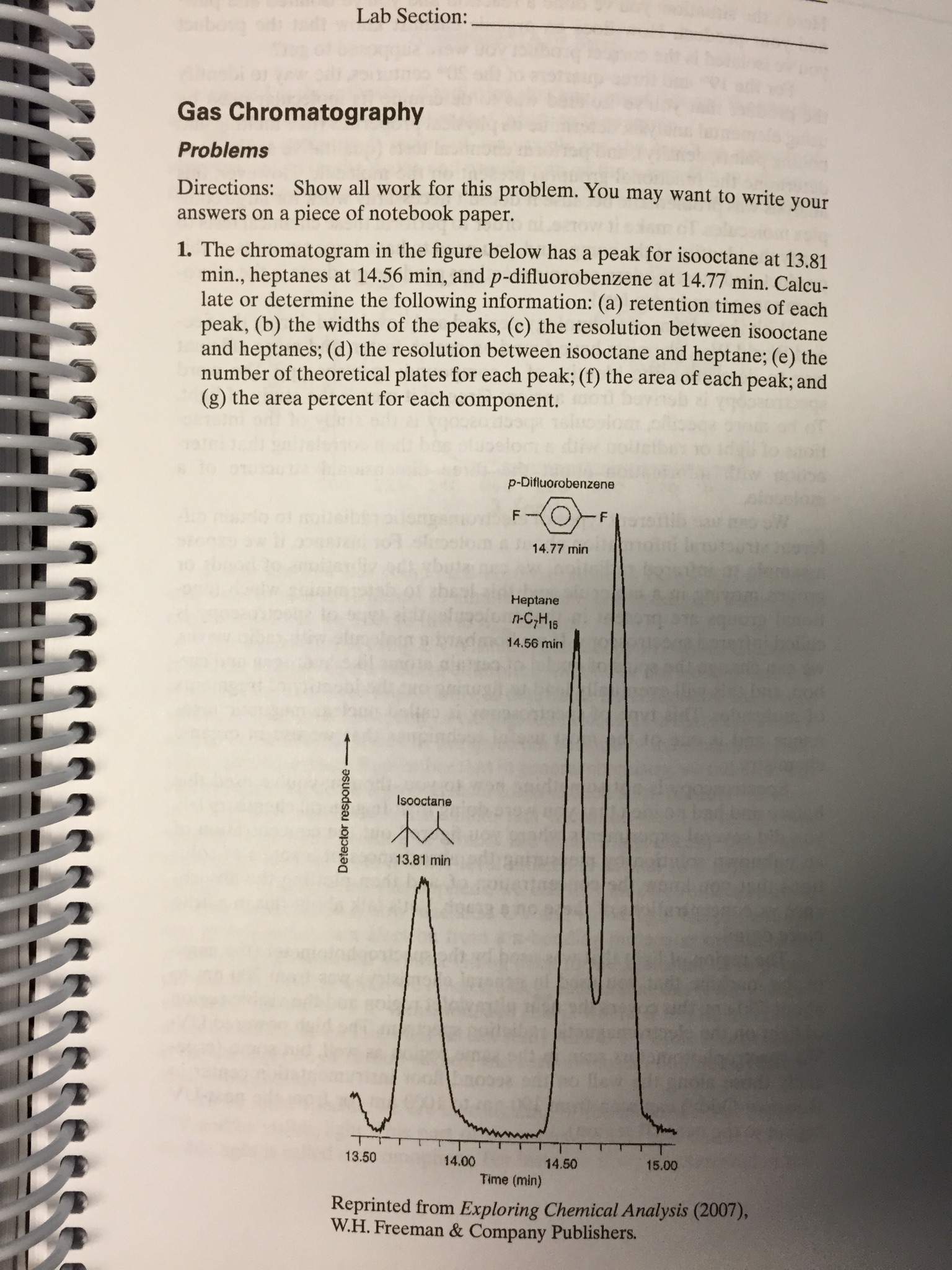 Solved Gas Chromatography Directions Show all work for