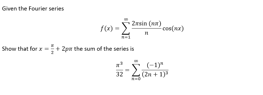 Summation Of Cos Nx From N 0 To Infinity