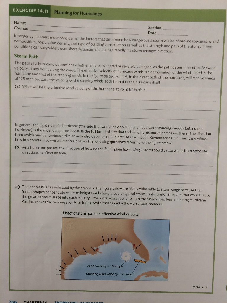 EXERCISE 14.11 Planning For Hurricanes Name: Course: | Chegg.com