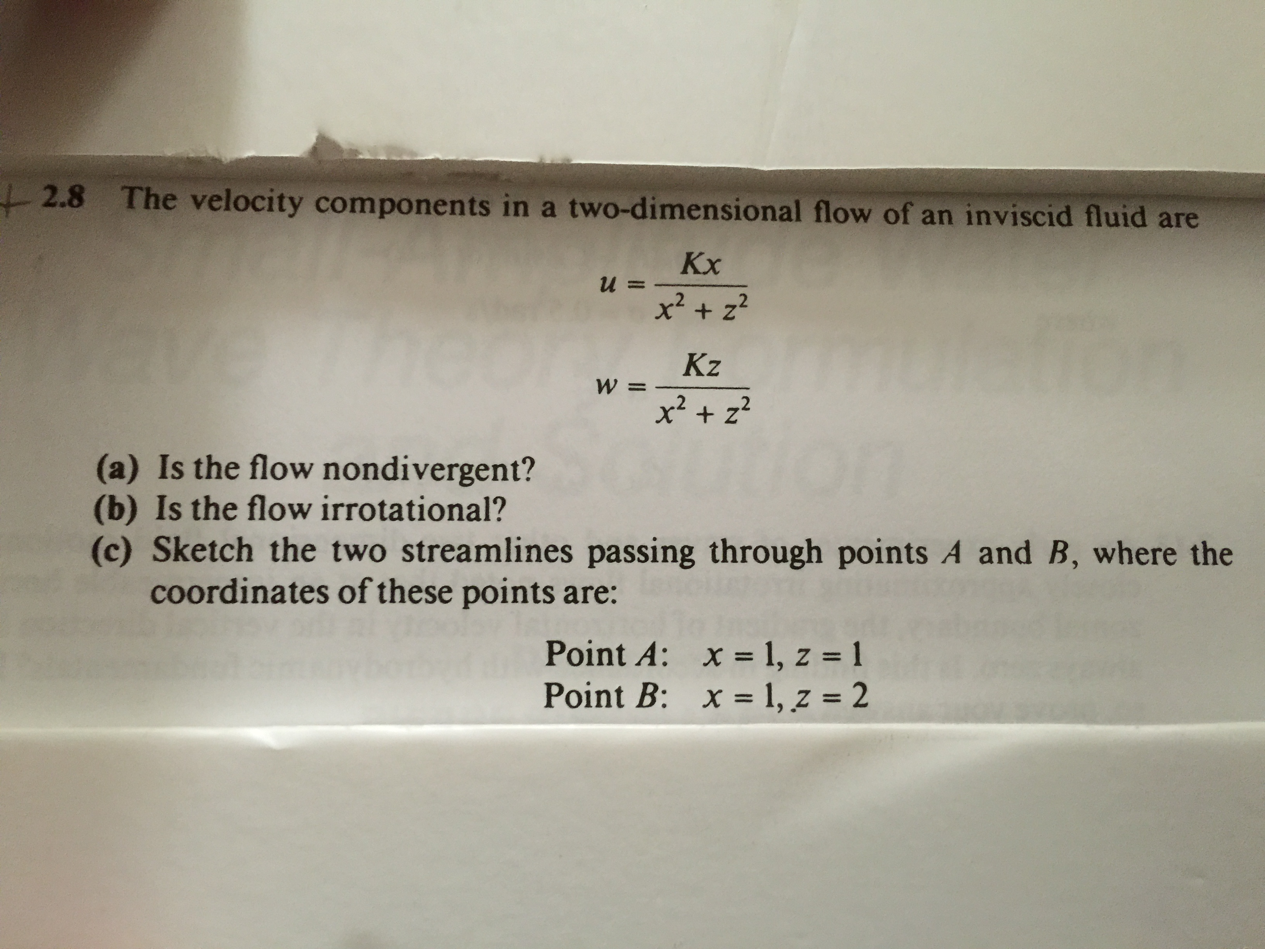Solved The velocity components in a two-dimensional flow of | Chegg.com