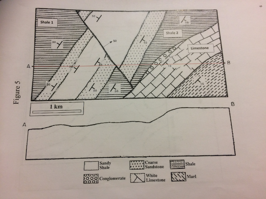 Solved figure is a geologic map, 1) indicate and label the | Chegg.com