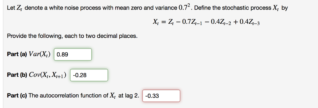 Solved Let Z, denote a white noise process with mean zero | Chegg.com