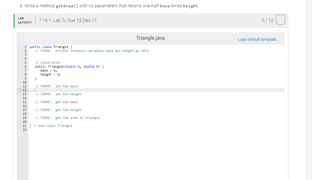 Solved 6. Write a method getArea() with no parameters that | Chegg.com