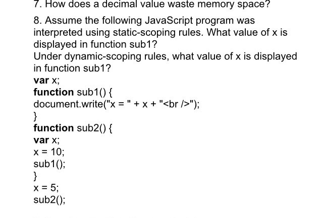 Solved How does a decimal value waste memory space? Assume | Chegg.com