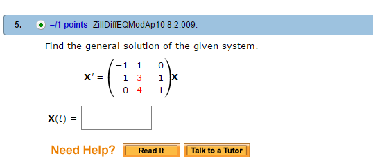 Solved Find the general solution of the given system. x' = | Chegg.com