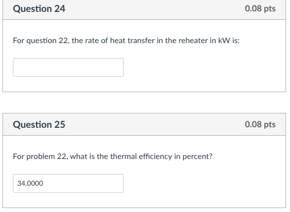 Solved Question 22 0.1 Pts 4 Parts Problem. An Ideal Reheat | Chegg.com