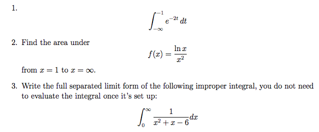 Solved Find the area under f(x) = ln x / x2 from x = 1 to | Chegg.com