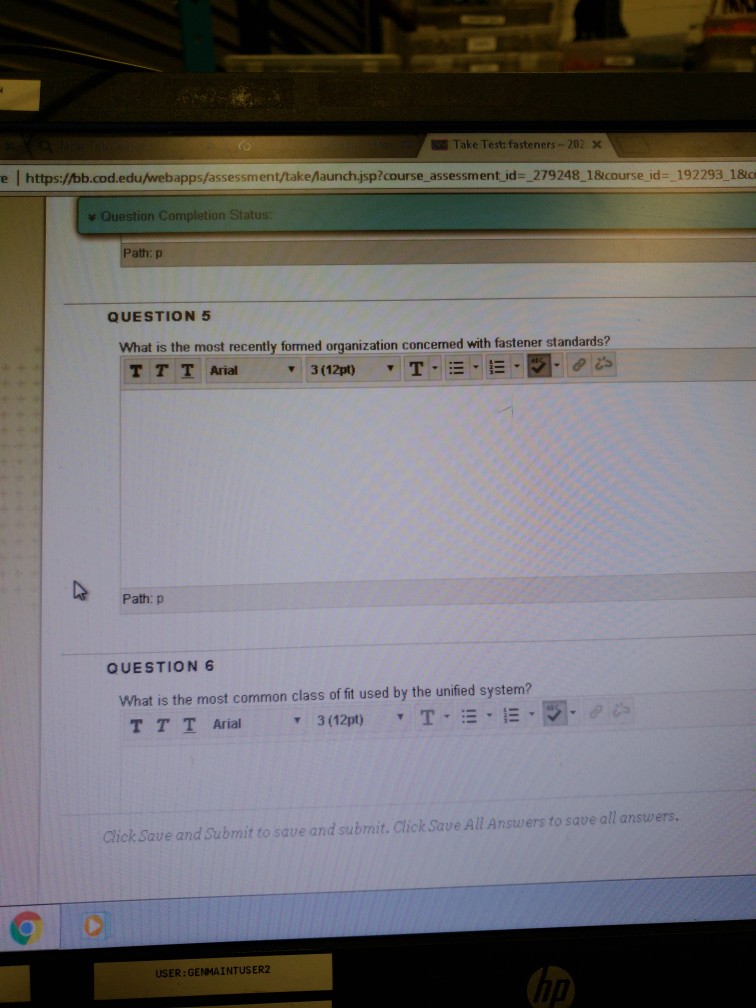 Solved Take Test fasteners202 x e I