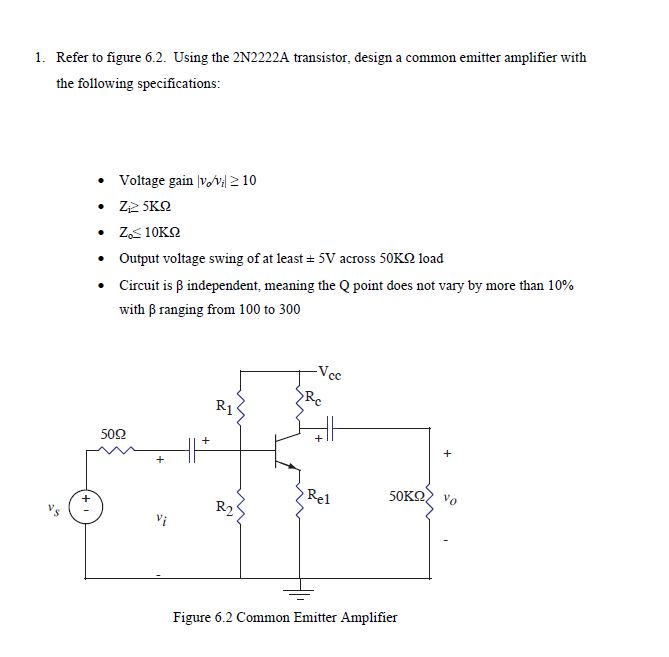 Solved Refer to figure 6.2. Using the 2N2222A transistor, | Chegg.com