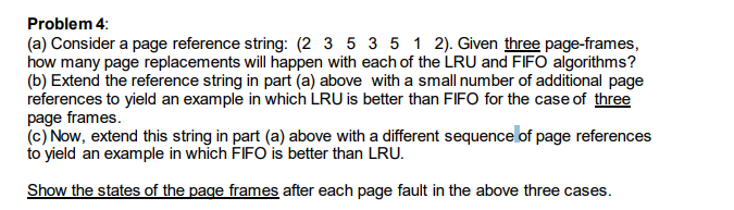 Solved Problem 4: (a) Consider a page reference string: (2 3 | Chegg.com