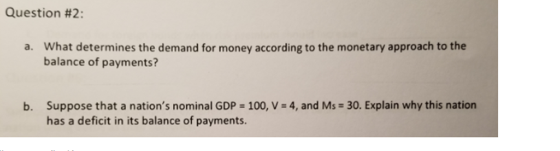 Solved Question #2: What determines the demand for money | Chegg.com
