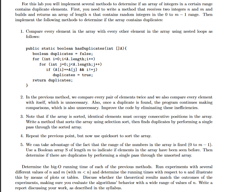 Solved For This Lab You Will Implement Several Methods To | Chegg.com