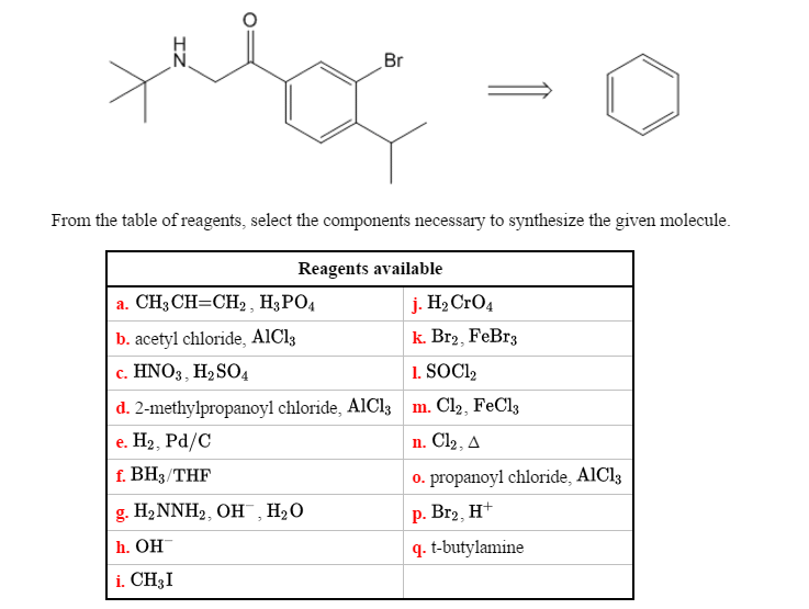 Solved From The Table Of Reagents, Select The Components | Chegg.com