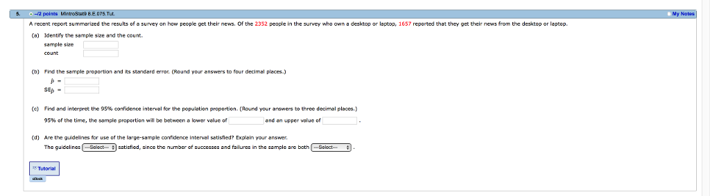 Solved points MintroSat9 &E.075 My Notes A recent report | Chegg.com