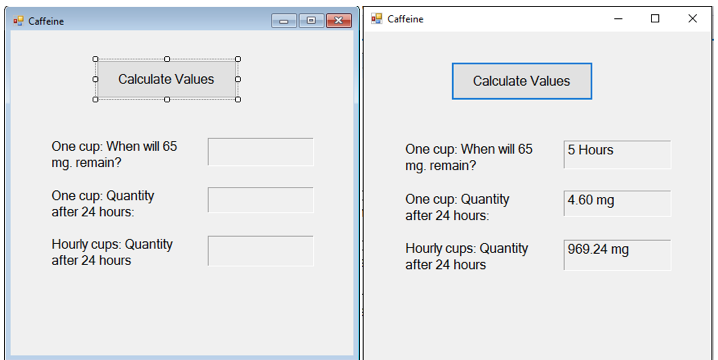 Solved VISUAL BASIC PROGRAMMING: Program 3. Caffeine | Chegg.com