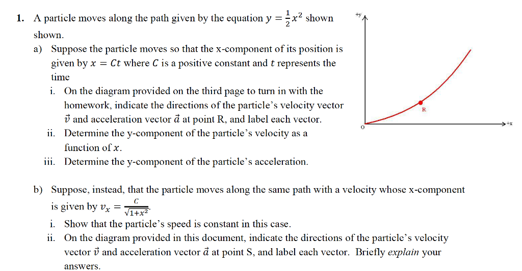 Solved I. A particle moves along the path given by the | Chegg.com