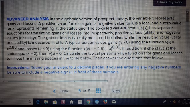 Solved Check my work ADVANCED ANALYSIS In the algebraic | Chegg.com