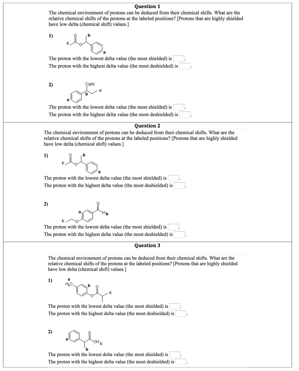 Solved The chemical environment of protons can be deduced | Chegg.com