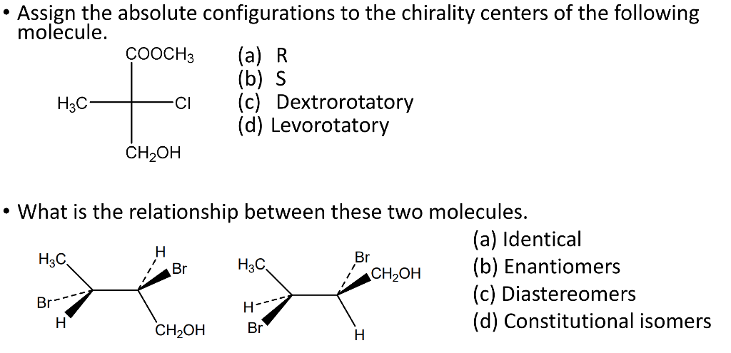 Solved . Assign the absolute configurations to the chirality | Chegg.com
