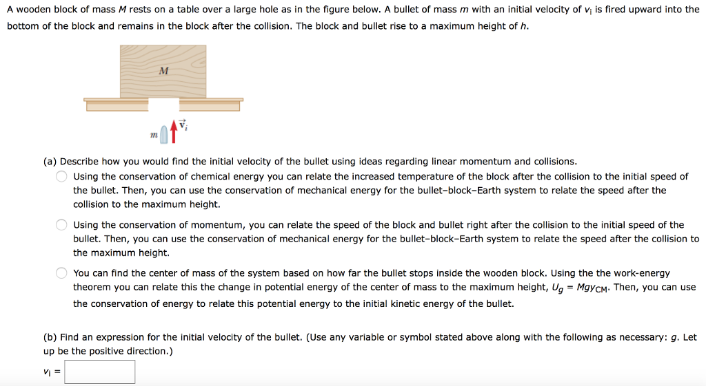 Solved A wooden block of mass M rests on a table over a