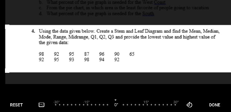 find the median mode and range from a stem and leaf diagram