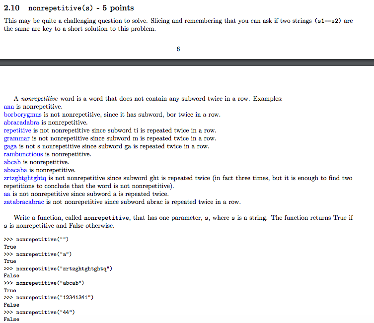 Solved 2.10 nonrepetitive(s) - 5 points This may be quite a | Chegg.com