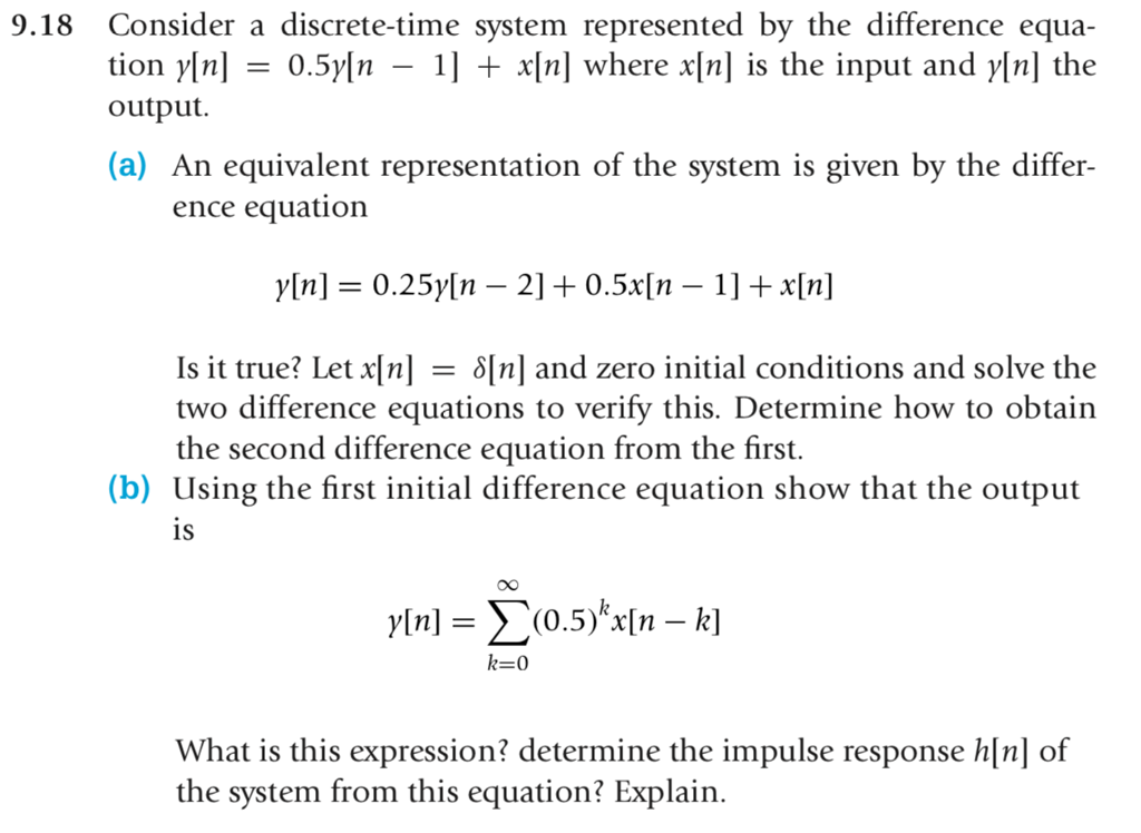 Solved 9.18 Consider A Discrete-time System Represented By | Chegg.com