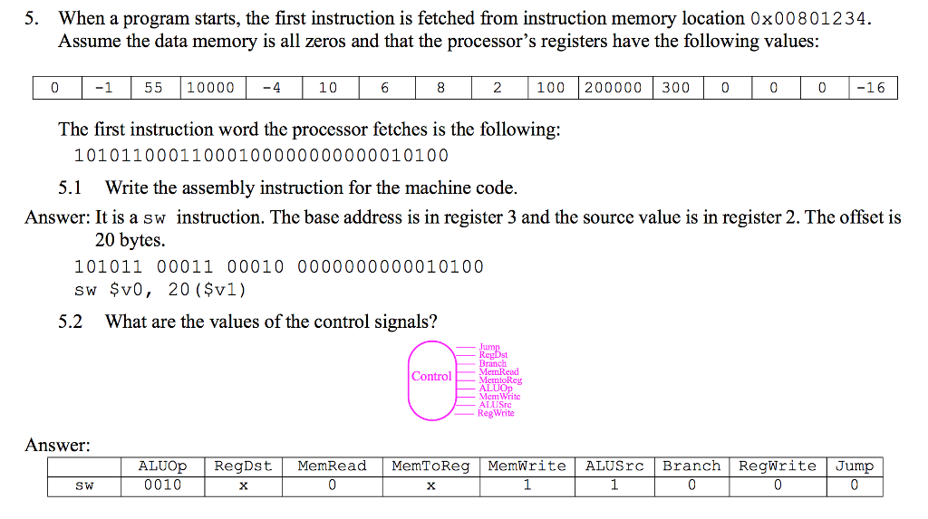 5. When a program starts, the first instruction is | Chegg.com