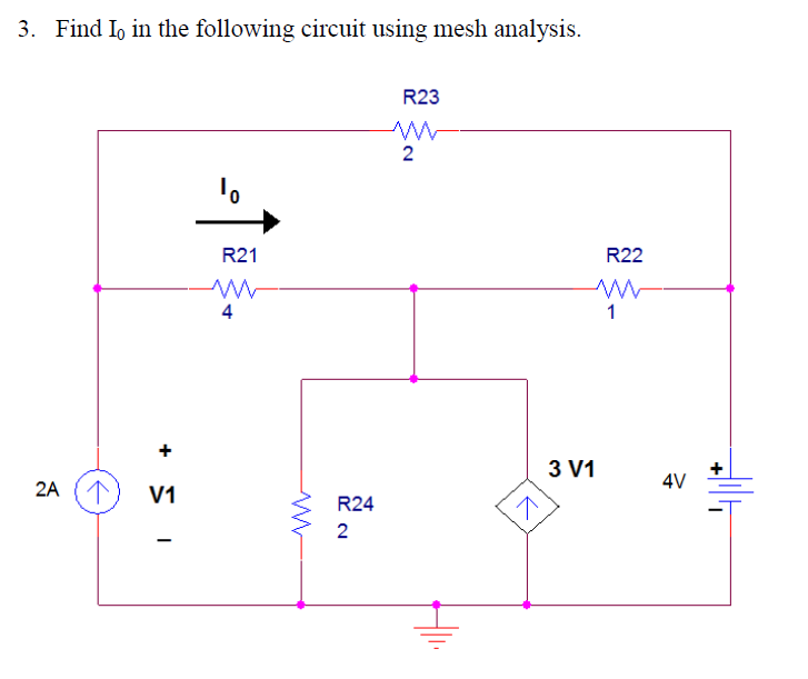 Solved 3 . Find I0 in the following circuit using mesh | Chegg.com