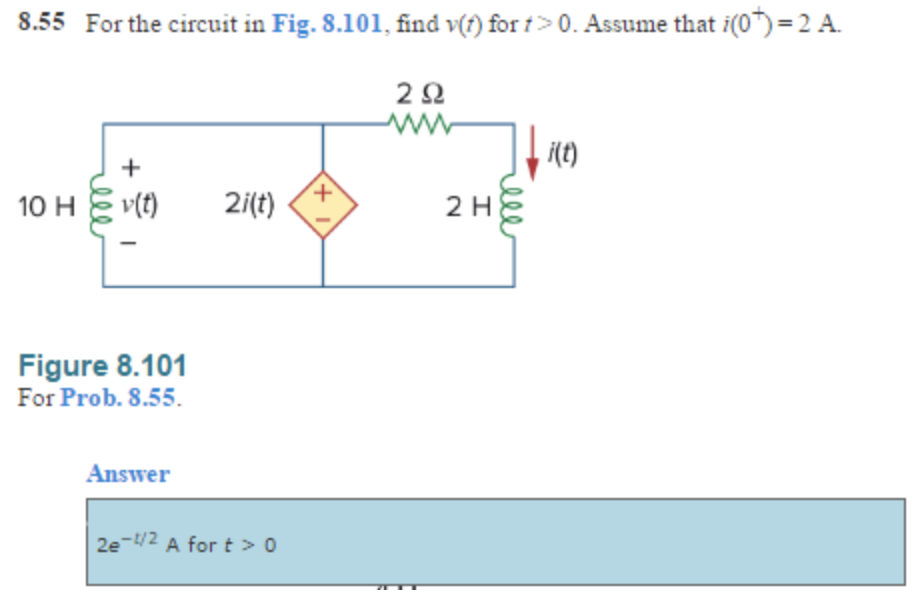 Solved 8 55 For The Circuit In Fig 8 101 Find V For 0