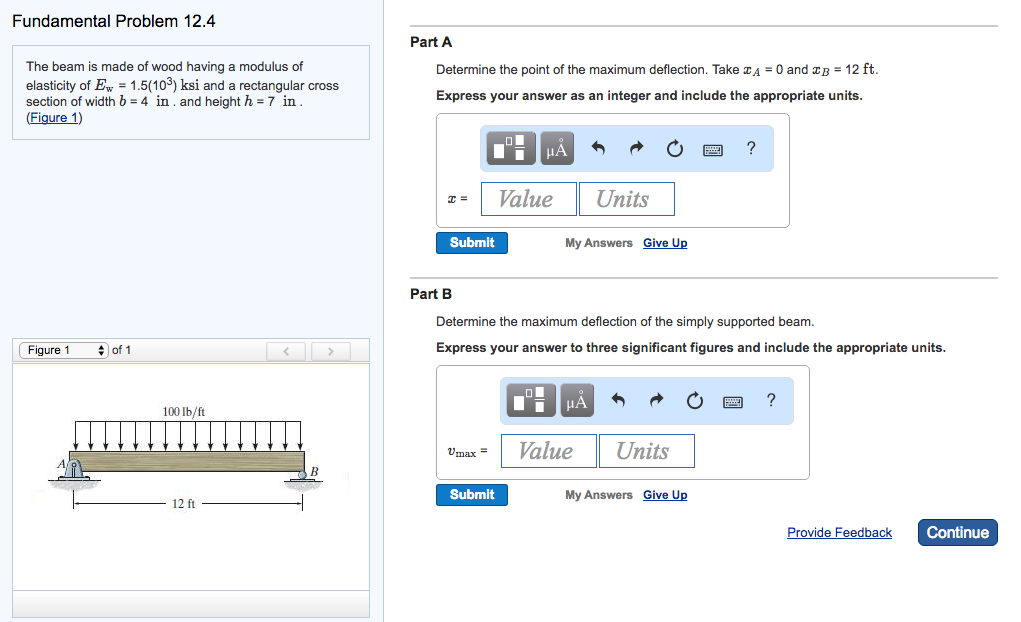 Solved The beam is made of wood having a modulus of