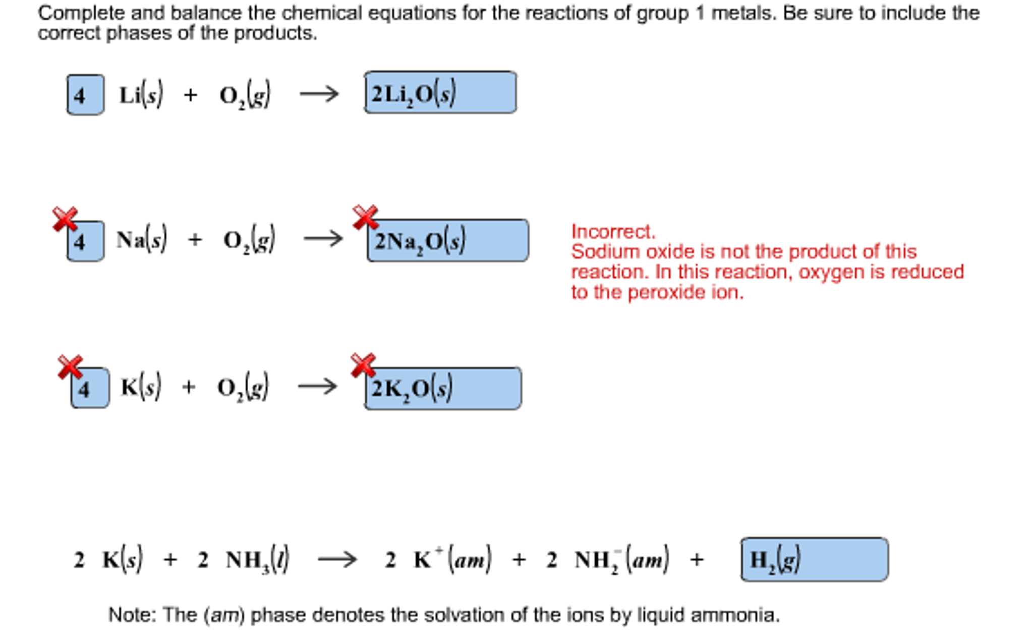 Solved Complete and balance the chemical equations for the