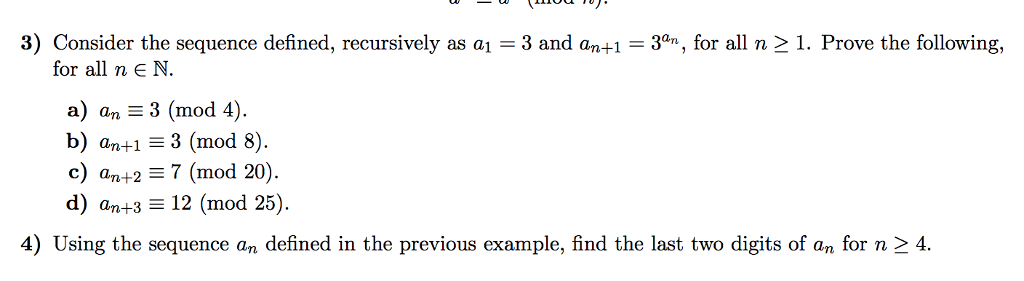 Solved 3) Consider the sequence defined, recursively as a-3 | Chegg.com