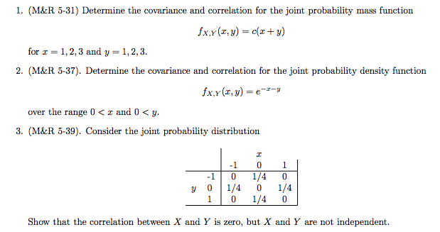 1. (M&R 531) Determine The Covariance And Correla...