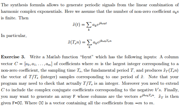 The synthesis formula allows to generate periodic | Chegg.com