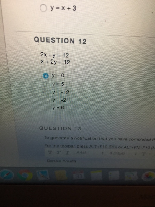 y = 12 - 5x