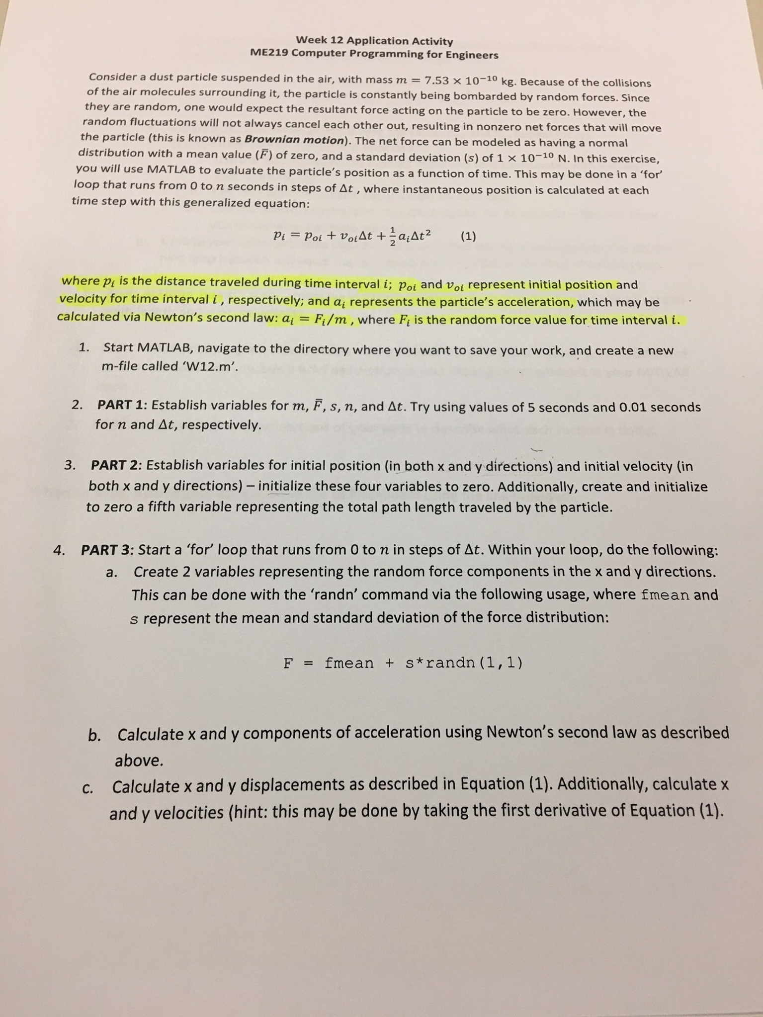 Consider a dust particle suspended in the air, with